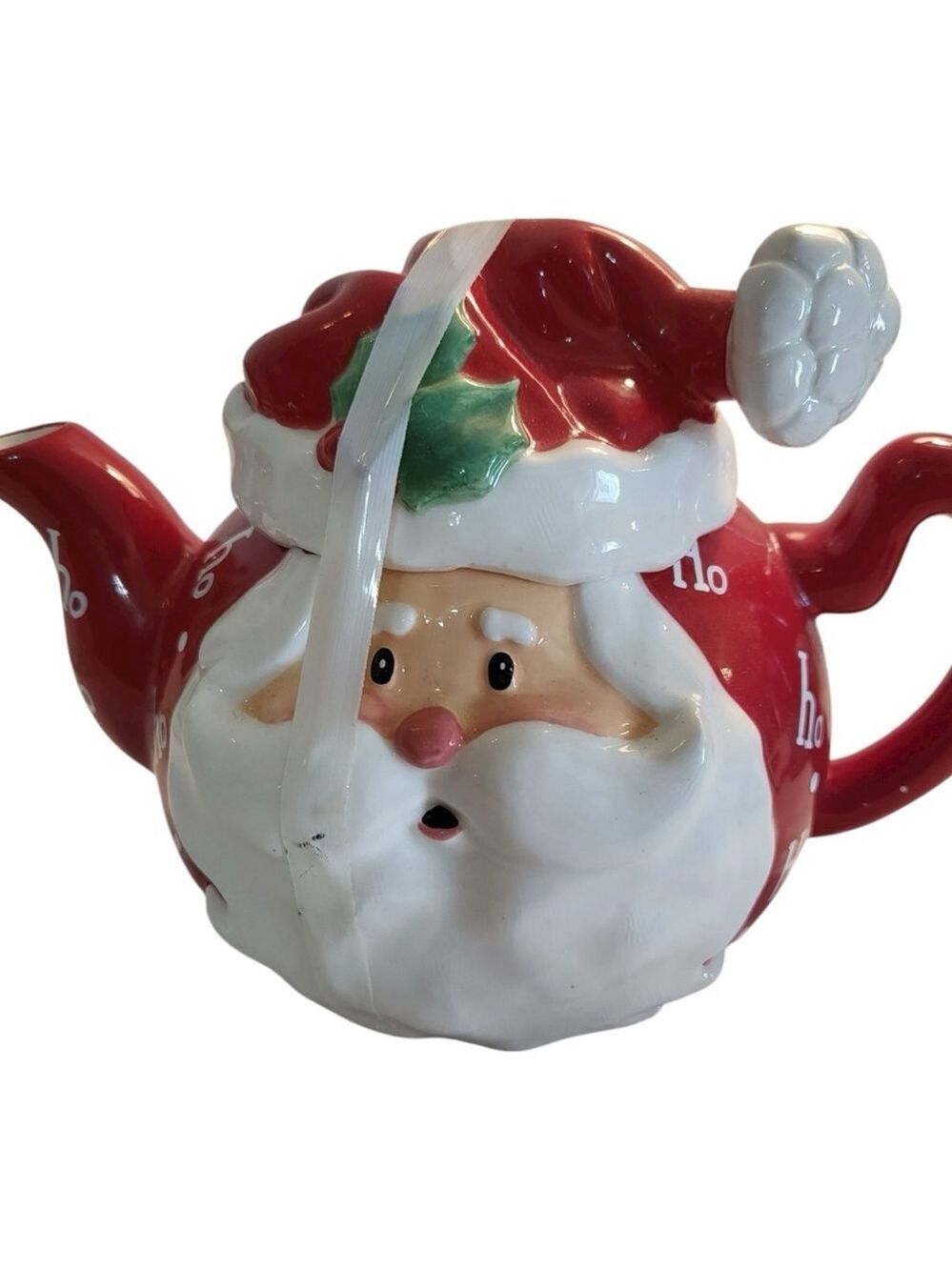 Vintage Santa Claus Ho Ho Ho Holiday Teapot One Size Red White NEW